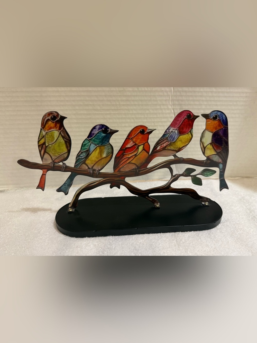 Multicolor Birds on Branch Birds Stained Acrylic Desktop Ornaments Craft Statue